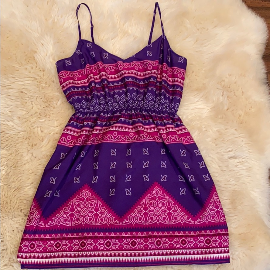 Purple And Pink Printed Dress